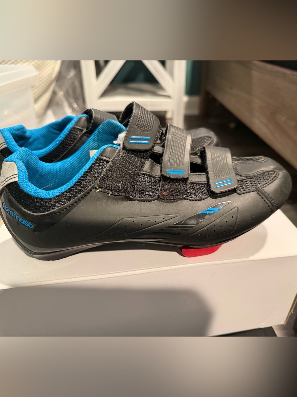 Used on Peleton for about a month - Cycling Shoes with Blue Accents